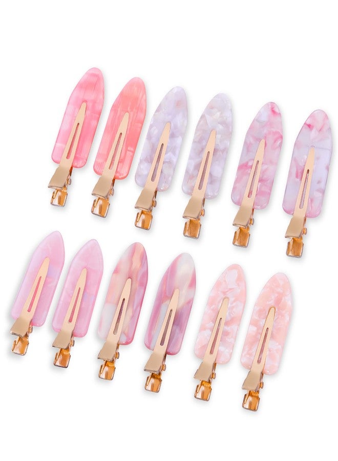 Cptots No Crease Creaseless No Bend Hair Clips For Styling Non Slip Flat Clips For Makeup Hair Accessories For Women,Pink,12 PCS - Image 1